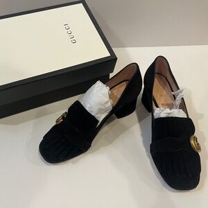 Gucci Marmont suede block heels
